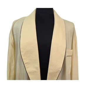 Vintage Peacock Robe 100% Silk Yellow Men's XL Unisex Chinese Pockets Open NWOT